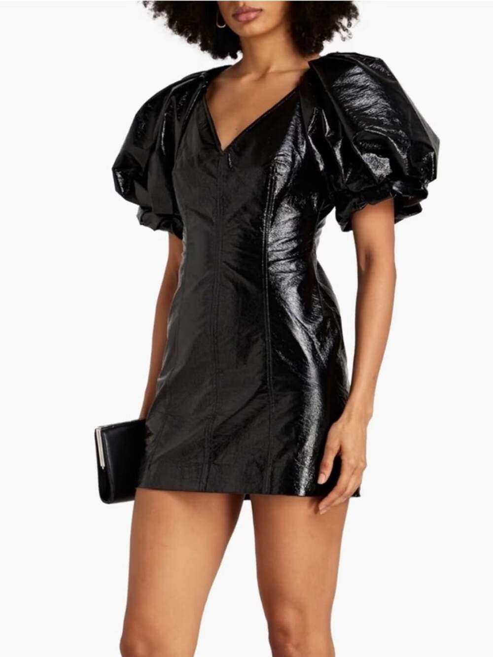 NWT ALC Park Crinkled Faux Leather Mini Dress In Black A.L.C. Sz 0